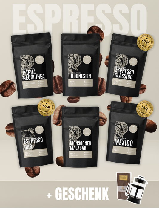 Espresso Entdecker Bundle + gratis French Press & Schokolade